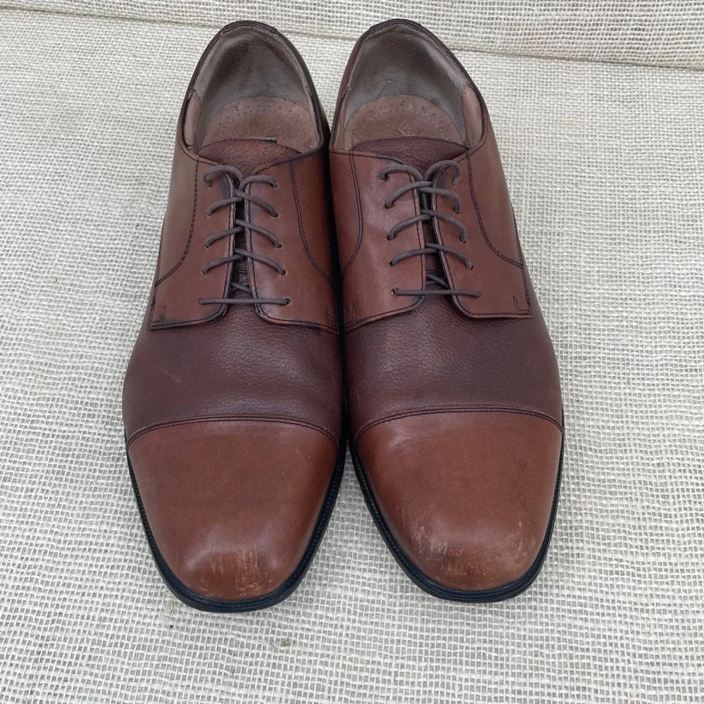 Bostonian Brown Leather Cap Toe Derby Dress‎ Shoes Mens 12M 22462 First Flex
